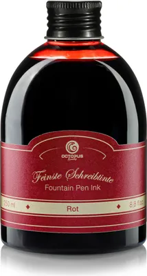 Produktbild von Schreibtinte Rot 250 ml für Füllhalter, schnelltrocknend, gleichmäßiger Tintenfluss