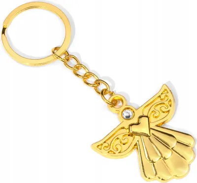 Produktbild von Goldener Schlüsselanhänger „Schutzengel“ – Geschenk zur Erstkommunion