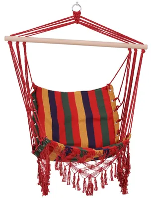 Obrázek produktu pro Závěsné křeslo – závěsná židle – bavlna/polyester – nosnost 100 kg – 100×60×100 cm – pro vnitřní i venkovní použití – vícebarevné