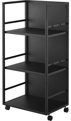 Aufbewahrungswagen 3-stöckig, schwarz, 32,1x42x84,5 cm
