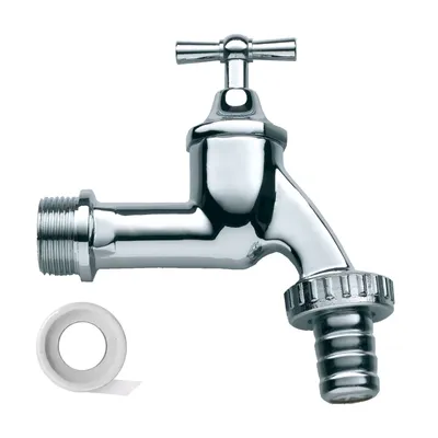 Produktbild von Wasserhahn / Auslaufhahn 3/4" chrom, inkl. Teflonband
