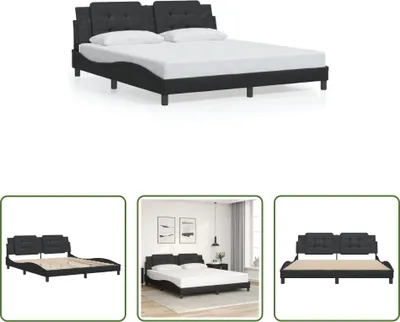 Produktbild von The Living Store Bettgestell mit Kopfteil Schwarz 180x200 cm Kunstleder