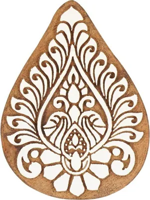Image de Tampon en bois - Bloc pour textile - Broderie sur textile - Motif asiatique - 7,6 cm - Naturel