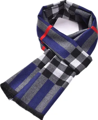 Produktbild von Neu Herrenschal, warmer Kaschmirschal, karierter Businessschal (Baba kariert, marineblau)