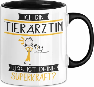 Produktbild von Tierärztin Geschenk Tasse Ich Bin Tierärztin Was Ist Deine Superkraft Geschenkidee Lustig Geburtstag Weihnachten (Schwarz)