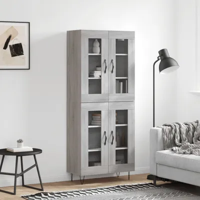 Immagine prodotto di vidaXL Credenza Grigio Sonoma 69,5x34x180 cm Materiale a base di legno