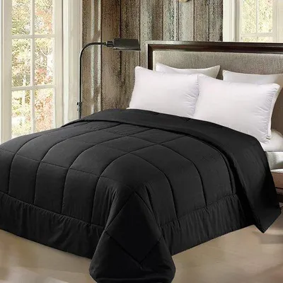 Produktbild von Unyqoos® 4‑Jahreszeiten Bettdecke – Ganzjahresdecke aus gebürsteter Mikrofaser, Füllung 220 g, 155 x 220 cm, Schwarz