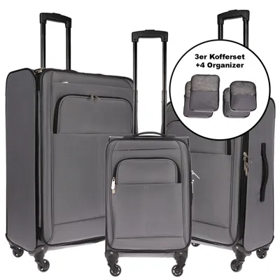 Produktbild von Christian Wippermann 3er Kofferset Hartschale Schwarz M L XL Koffer Reisekoffer