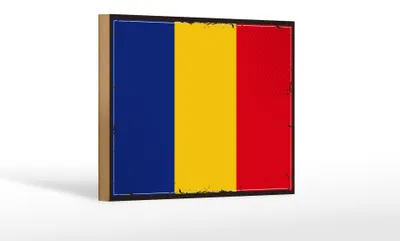 Produktbild von Holzschild Flagge Rumäniens 18x12 cm Retro Flag of Romania Dekoration