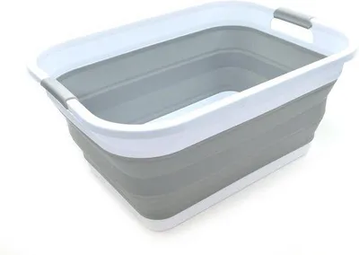 Produktbild von Plastik Hundewaschwanne mit Organizer - Einsetzbarer Pop-up Container - Tragbarer Hundewaschbecken - Raumbewahrender Hundewaschgriff - Grau