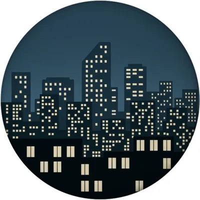 Produktbild von Skyline in der Nacht Magnet rund