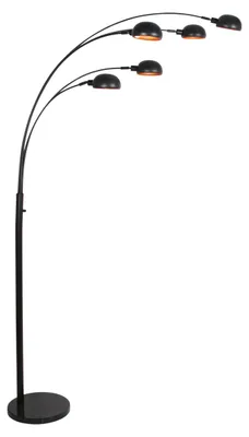 Image de Lampadaire - noir - Pentra - marbre métal - lampe arquée - E14 - 4855ZW - Mexlite