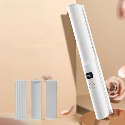 Produktbild von Glätteisen, 3 in 1 Haarglätter, 3 einstellbare Temperaturen, Lockenstab, 30 Sekunden schnelles Aufheizen, Curl Styler, Lockenstäbe, Typ-C-Laden, Weiß