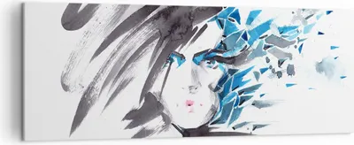 Produktbild von Bild auf Leinwand - Leinwandbild - Frau Gesicht Illustration Make-up - 140x50cm - Wand Bild - Wanddeko - Leinwanddruck - Bilder - Kunstdruck - Leinwand bilder - Wandkunst - AB140x50-3020