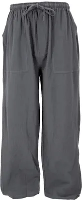 Produktbild von Leichte Yoga Hose, Tai Chi Hose, Sommerhose, Uni Baumwollhose - Grau, Herren, Baumwolle, Größe: L