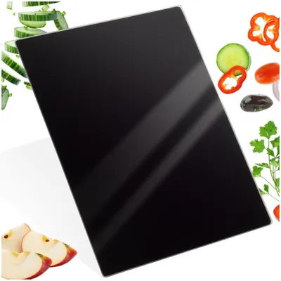 Produktbild von Rutschfestes Glas-Schneidebrett in Schwarz mit Marmoroptik, 40 x 30 cm