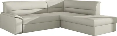 Produktbild von Ecksofa mit Schlaffunktion und Bettkasten, Sofa Eckcouch L-Form Schlafsofa Sofagarnitur  Wohnlandschaft mit Bettfunktion Polstergarnitur Couch für Wohnzimmer - Ecksofa FLORIANO R05 Rechts, Beige Kunstleder (Soft 33)