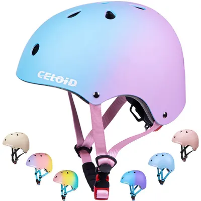 Produktbild von Kinder Fahrradhelm & Skateboard Helm Blau-Rosa Größe M (55-59 cm) für Jungen & Mädchen