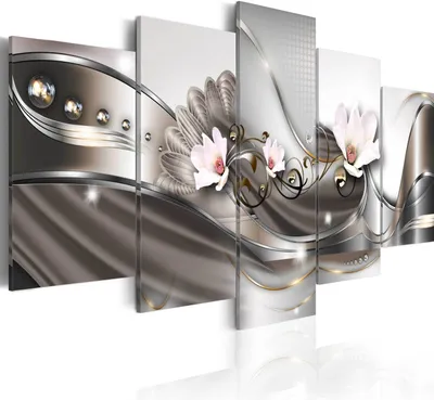 Produktbild von Leinwandbilder 200x100 cm b-A-0073-b-p Vlies Leinwandbild 5 tlg Kunstdruck modern Wandbilder XXL Wanddekoration Design Wand Bild ABSTRAKT BLUMEN ORNAMENT ORCHIDEE