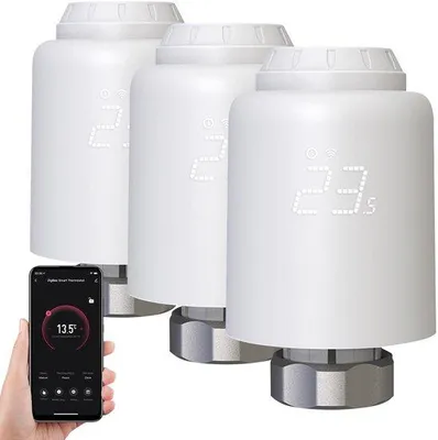 Zdjęcie produktu dla Termostat grzejnikowy – inteligentne funkcje – inteligentny termostat – cyfrowy termostat – programowalny termostat – kompatybilny z Zigbee – inteligentna regulacja temperatury