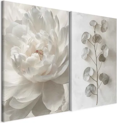 Immagine prodotto di murando - Set di quadri Handart Eleganti Fiori Stampa d'Arte 80x60cm 2 Pezzi ciascuno 40x60cm Collage 2er Pile con Gel Acrilico Rivestito Parete d'Arte Tela Immagini Decorazione - Scandinavo b-H-10207-b-a