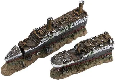 Produktbild von Modell von der Titanic-Schiffsverlust - Dekoratives Aquarium-Ornament mit verlorenem und zerstörtem Schiff