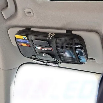 Produktbild von Famanu Auto-Organizer für Sonnenblende - Schwarz mit mehreren Fächern