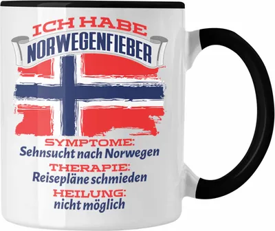 Produktbild von Trendation - Norwegen Tasse Geschenk Grafik Norwegenfieber Geschenkidee Spruch Lustig (Schwarz)