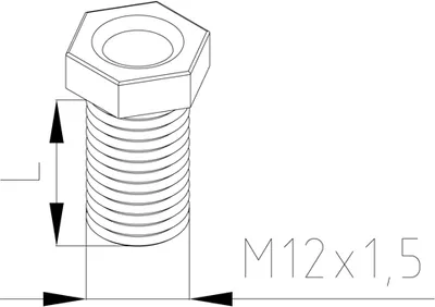 A technical drawing of a bolt with dimensions indicated.