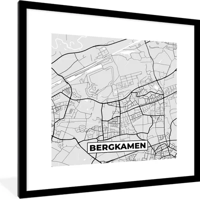 Produktbild von MuchoWow® Gerahmtes Poster Stadtplan - Karte von Bergkamen - Deutschland - Karte 40x40 cm - Poster mit Schwarzem Bilderrahmen Wandposter Rahmen Foto Bilder - Poster - Plakat im Rahmen