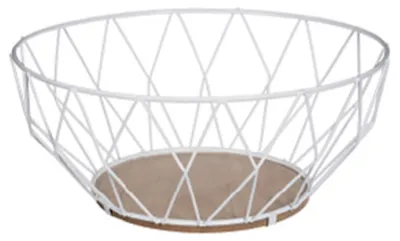 Produktbild von 5five Simply Smart Aufbewahrungskorb Losange, Obstkorb, Dekokorb, Metall, MDF, Weiß, 28 cm, 150039B
