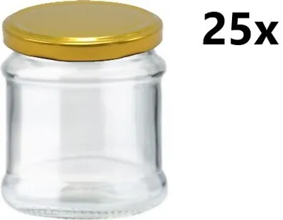 Obrázok produktu pre Varné sklo 210 ml LADA číre 25 ks VČETNE ZLATÝCH uzáverov, počet kusov v balení: 25