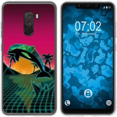 Produktbild von PhoneNatic Case kompatibel mit Xiaomi Pocophone F1 Silikon-Hülle Retro Wave Delphin M1