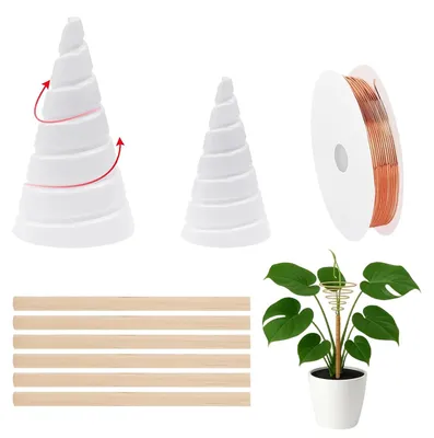 Image de Fil de cuivre, culture électrique, outils de jardinage, jardinage, fil de cuivre pur, 2,5 mètres et 2 spirales de jardin, bobine, 6 supports pour plantes, poteau en bois, pour les plantes et légumes cultivés électriquement