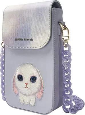 Obrázek produktu pro NIMMY set 3v1 taška na telefon + peněženka + kryt GPS BIG EYED PET 2.0 Rabbit fialová