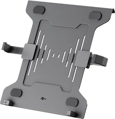 Image de 12x Goobay 70817 Basic Support pour ordinateur portable pour bras d'écran, noir - pour ordinateurs portables de 10 à 15,6 pouces (25 - 40 cm), max. 4,5 kg, à monter sur un support d'écran