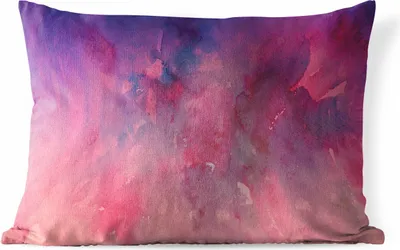 Produktbild von MuchoWow® Outdoor Kissen - Aquarell - Rosa - Rot - 50x30 cm - Wetterfest - Lounge Kissen - Sofa kissen - Wohnzimmer Dekoration