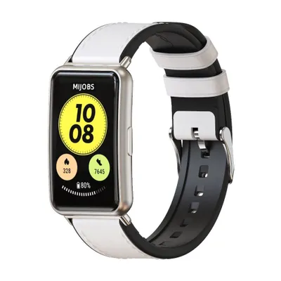 Produktbild von Strap-it Huawei Watch Fit New Leder-Hybridarmband (Weiß)
