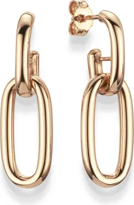 Produktbild von Paar Paperclip Creolen Ohrhänger Hängerstecker 30x11,5mm aus 585 Gold Rotgold