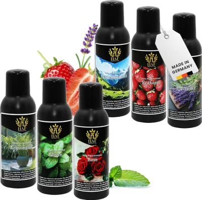 Produktbild von HAF Saunaaufguss Set „Frühlingshauch“ - 6 x 250ml Sauna Aufgussmittel Alpenkräuter, Erdbeere, Lavendel, Lemongras, Minze, Rose