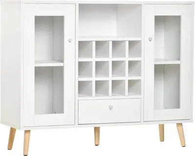 Productafbeelding van Dressoir - Keukenkast - Woonkamerkast - Sideboard - Opbergmeubel - Wijnrek voor 12 flessen - Glazen Deuren