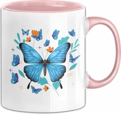 Produktbild von Schmetterling Tasse Grafik Geschenkidee (Rosa)