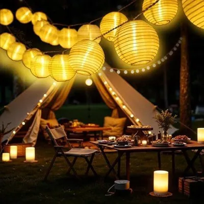 Image de Guirlande lumineuse solaire de 8 mètres avec 40 ampoules LED - Éclairage de jardin résistant aux intempéries