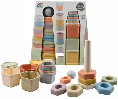 Produktbild von Sensorische Stapelbecher Pyramide - Motorikspielzeug & Sorter für Babys ab 18M