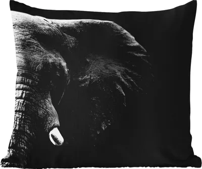 Produktbild von MuchoWow® Outdoor Kissen - Tiere - Elefant - Wild - Schwarz - Weiß - 45x45 cm - Wetterfest - Lounge Kissen - Fotokissen - Dekoratives Kissen