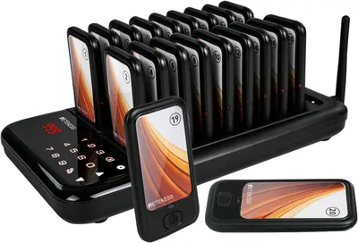 Image de Retekess TD173 Système d'appel sans fil, Pager Avec bouton silencieux, portée 500 m, 7 modes d'appel, 20 Pagers, pour restaurants, bars et parcs d'attractions