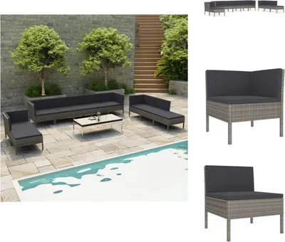 Produktbild von vidaXL 10-tlg. Garten-Lounge-Set mit Auflagen Poly Rattan Grau -  Gartenmöbel-Sets