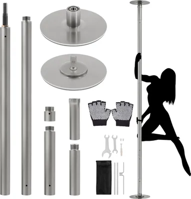 Produktbild von Yaheetech Tanzstange 45 mm, Pole Dance Stange 225 bis 274,5 cm Höhenverstellbar, Strip Stange Statisch, Mattsilber