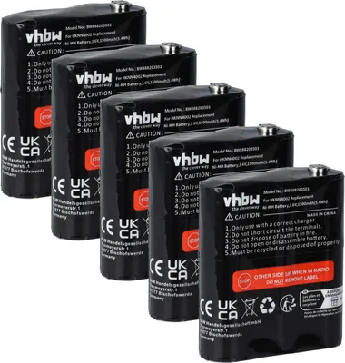 Produktbild von vhbw 5x Akku kompatibel mit Motorola Talkabout T9580, T9500, T9550, T92 H2O, T9580RSAME, T9550XLRCAMO Funkgerät, Walkie Talkie (1500 mAh, 3,6 V, NiMH)