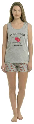 Imagen del producto de Pijama de verano para mujer de Kisses&Love, confeccionado en 100% algodón, con tirantes anchos, modelo KL45250